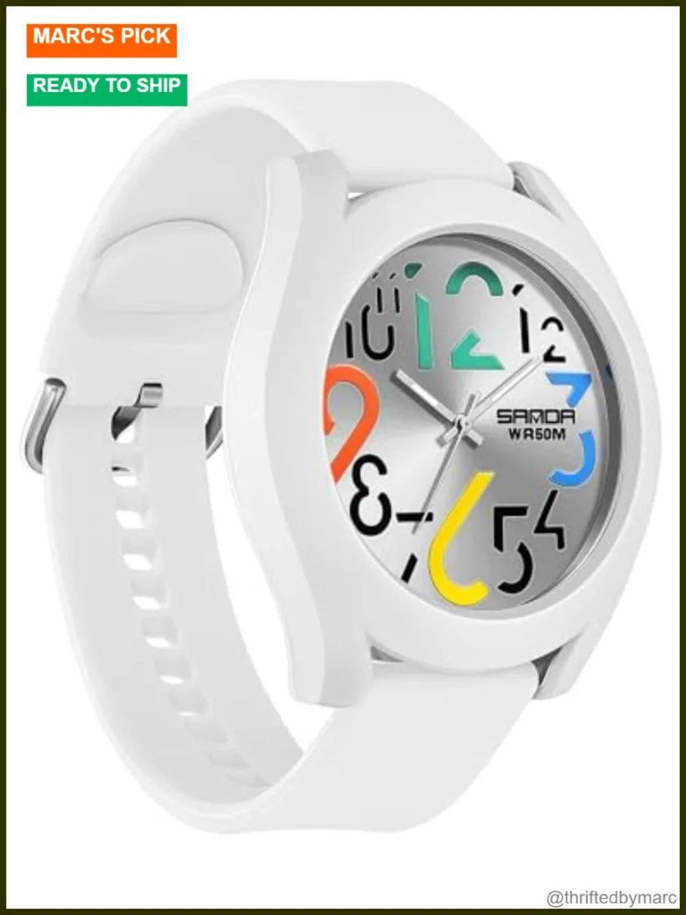 Men's Analog Quartz Watch 5ATM Waterproof Sports Wristwatch Silicone Strap